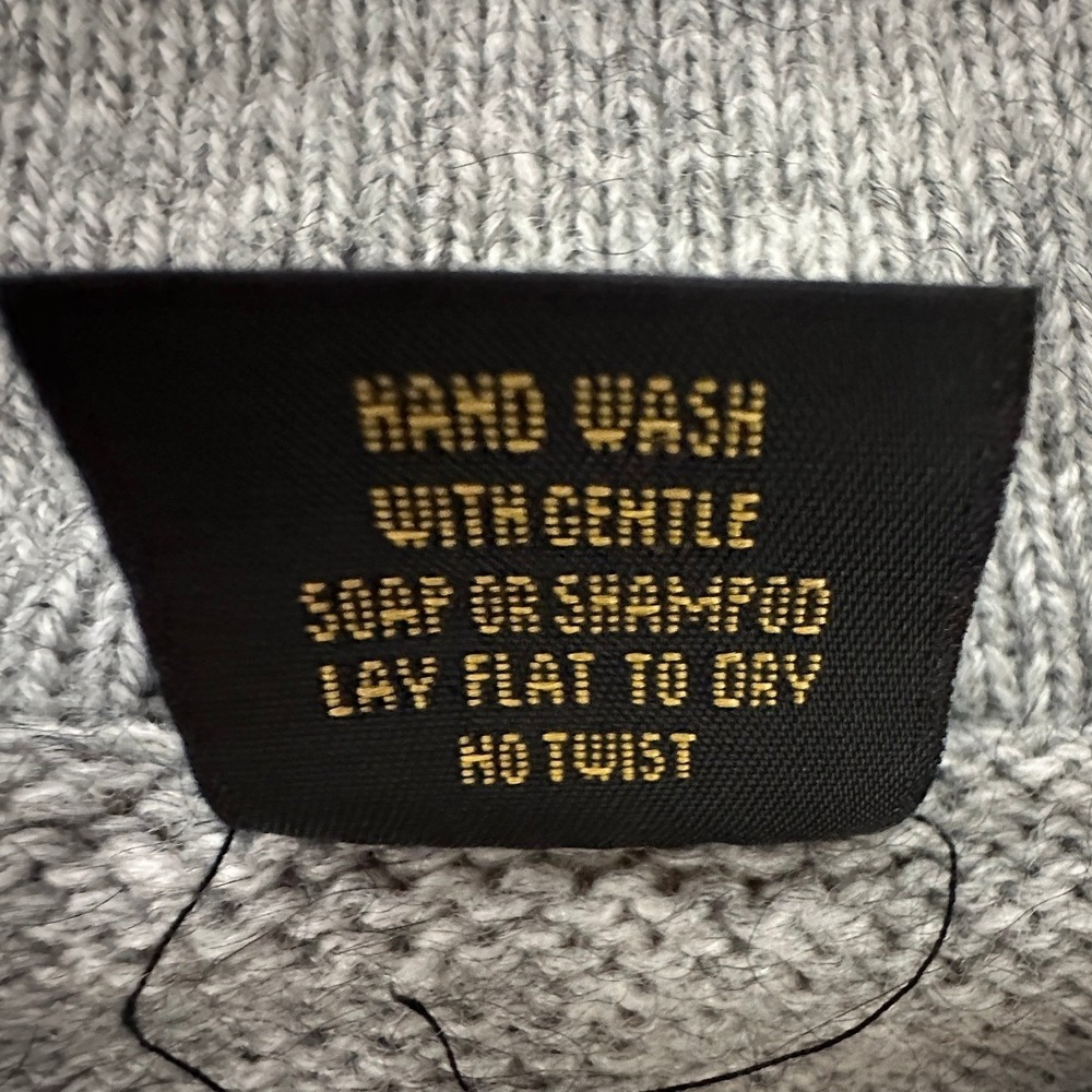 Alpaca Made in Peru Full Zip Cardigan Men Gray Llama Fair Isle Sweater Cozy L - Picture 6 of 6